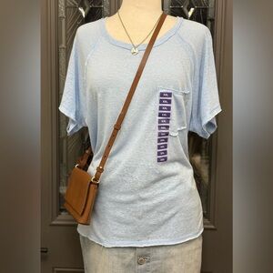 NWT Member's Mark Linen Blend Crew Neck Short Sleeve Pocket Tee